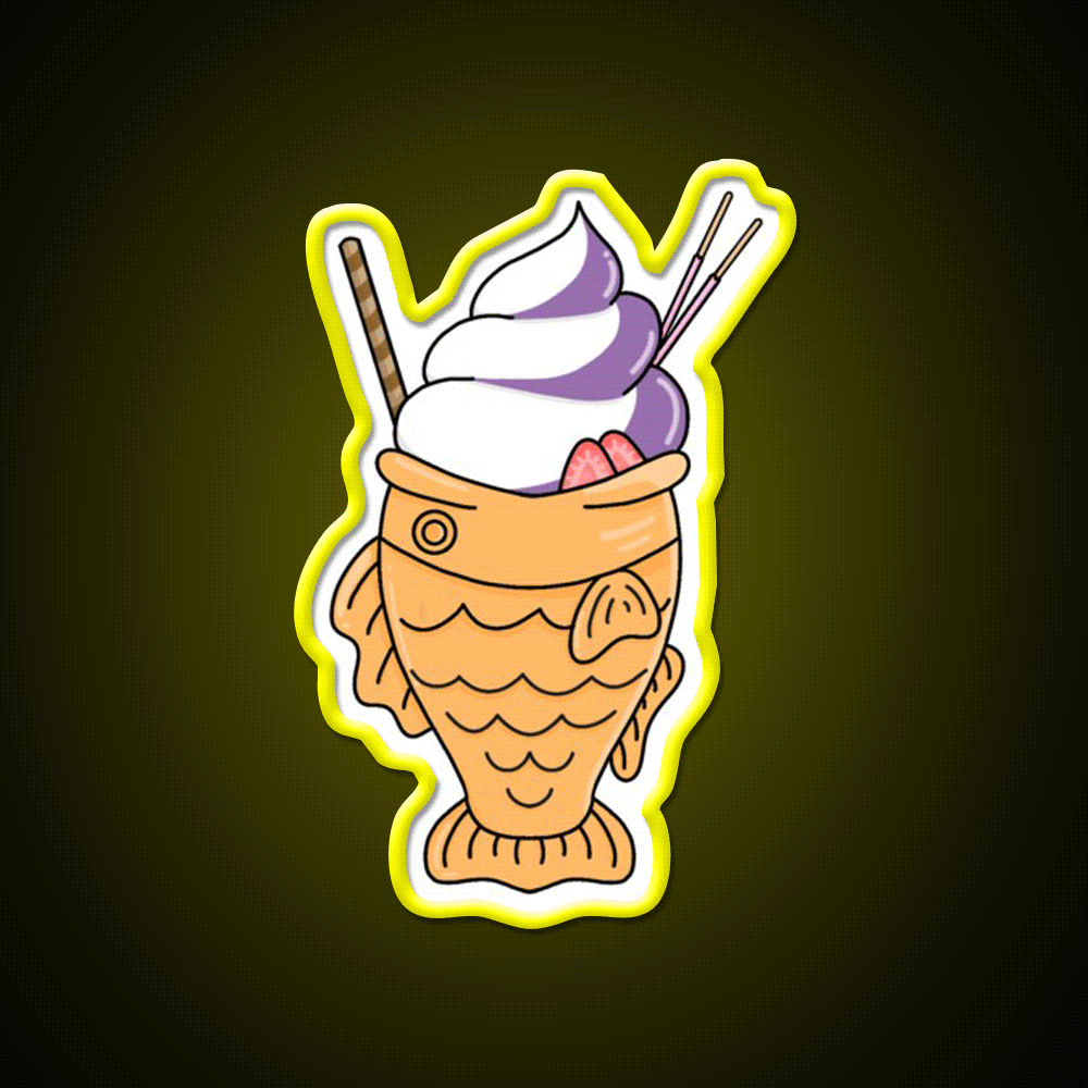 Ube Taiyaki Snack Food Led Neon Sign Rgb Color - Custom LED neon sign front view