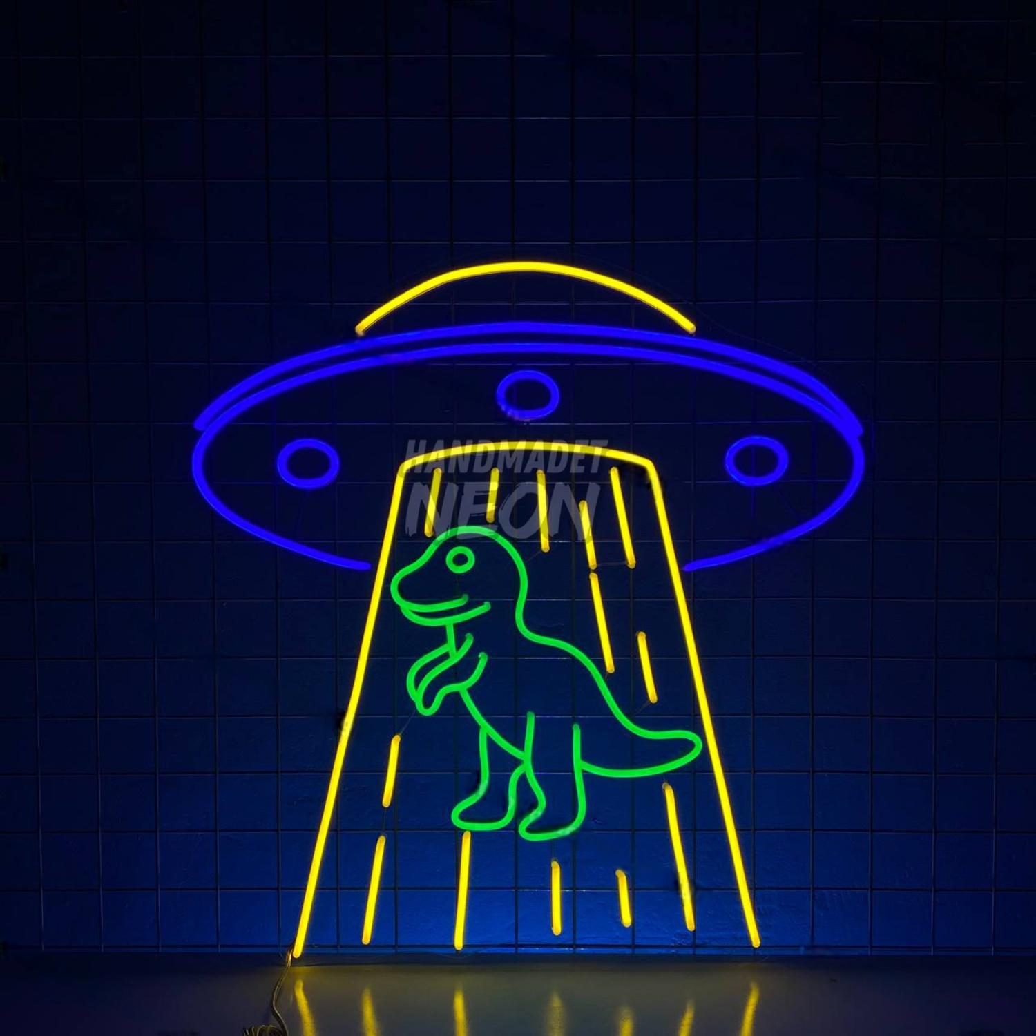 Ufo Abduction Dinosaur Led Neon Sign Nursery Room Wall Decor | Shineneon