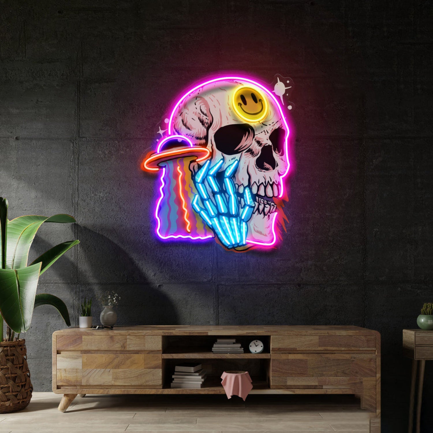 UFO Skull Vibe Acrylic Led Neon Sign | Shineneon