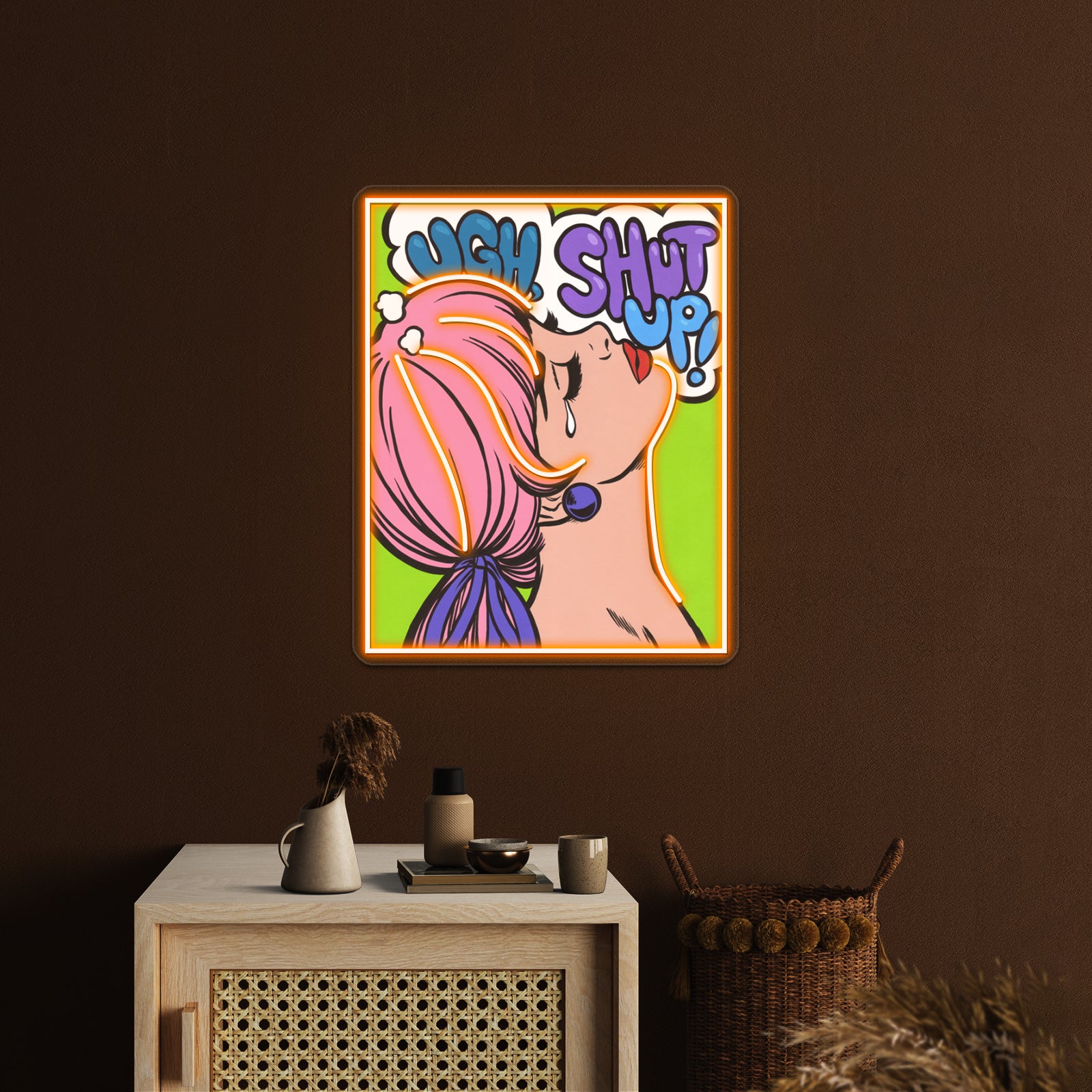 Ugh Shut Up Crying Comic Girl Artwork Personalized Neon Signs | Shineneon