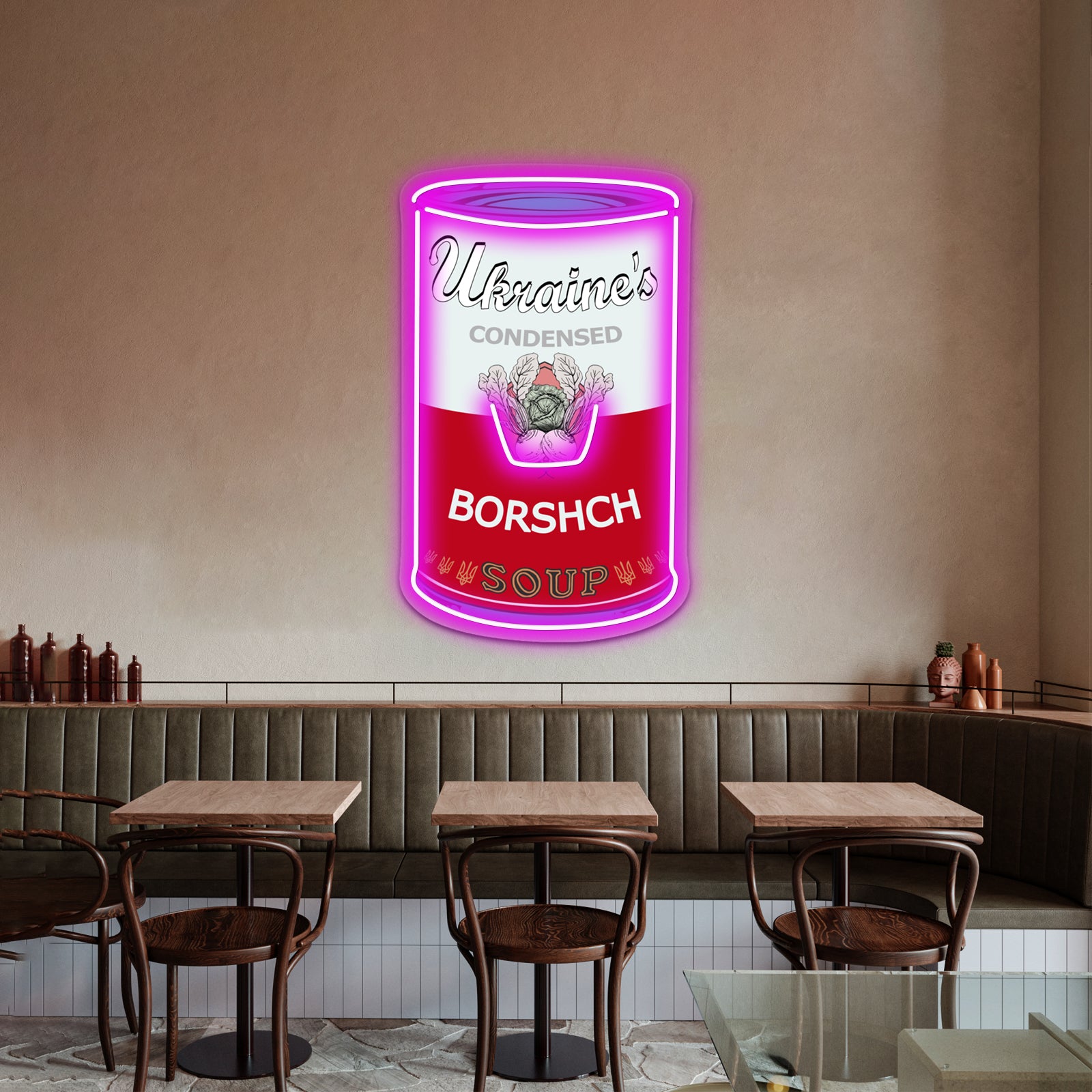 Ukraine Warhol Soups Borscht Pop Art On Black Wall Artwork Neon Signs | Shineneon