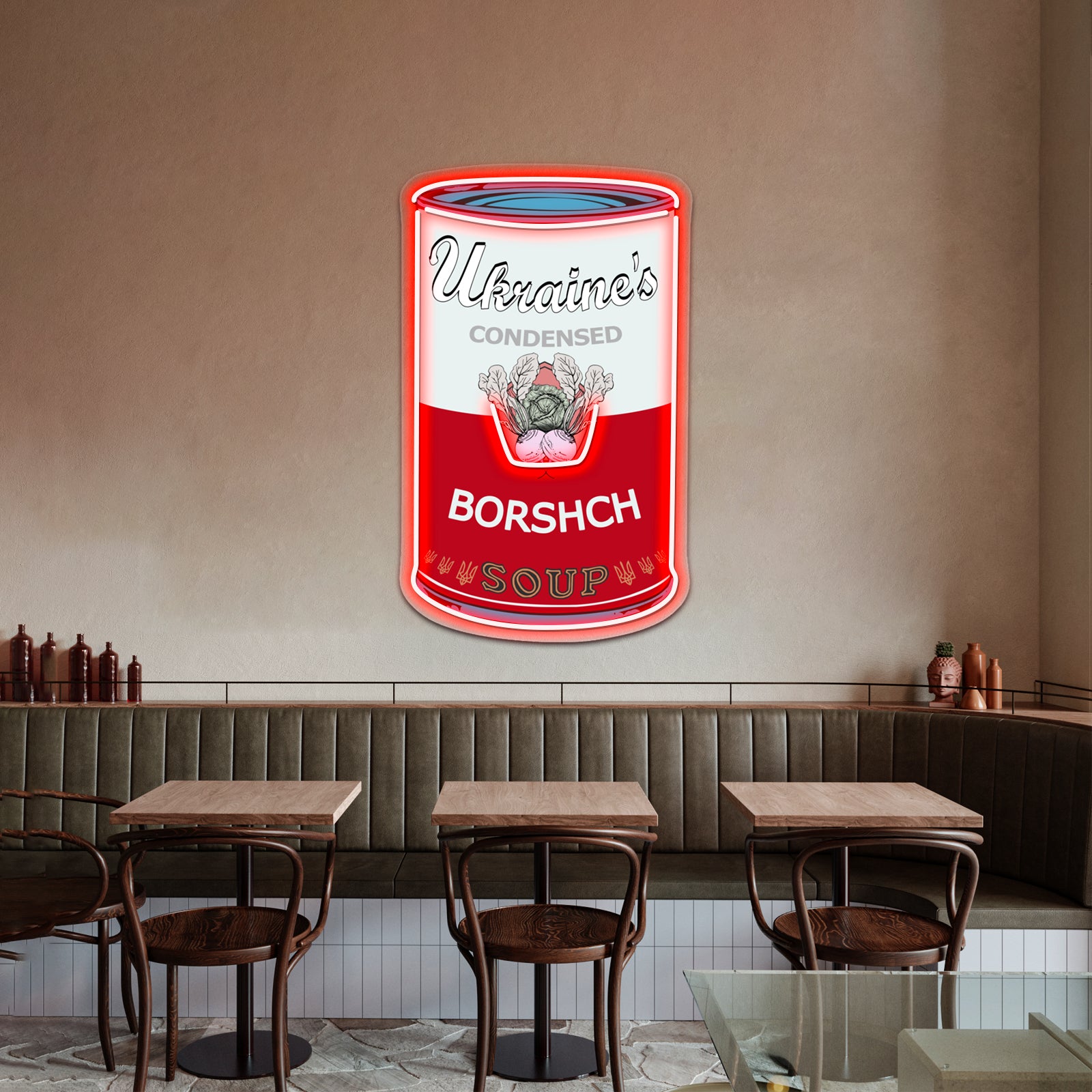 Ukraine Warhol Soups Borscht Pop Art On Black Wall Artwork Neon Signs | Shineneon