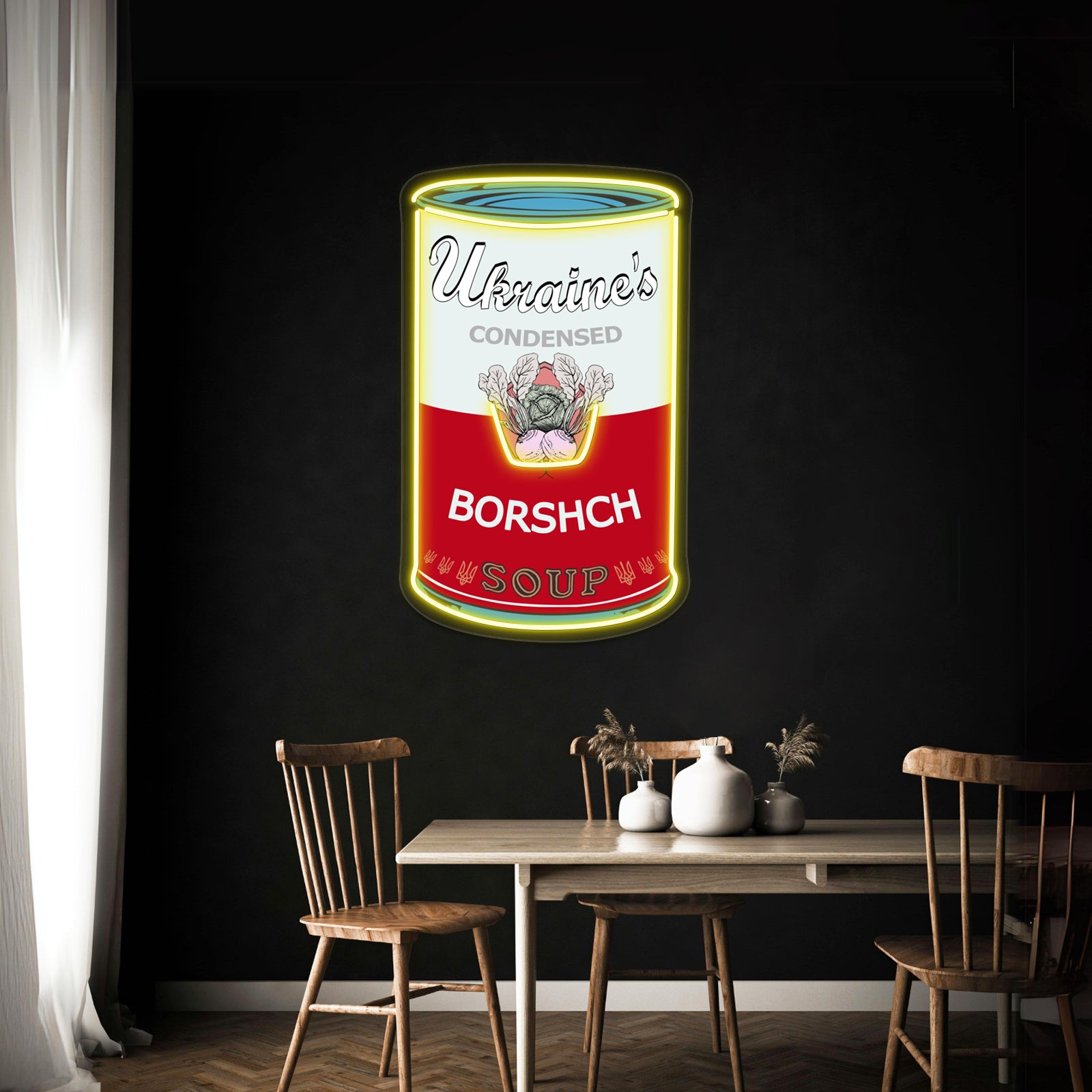 Ukraine Warhol Soups Borscht Pop Art On Black Wall Artwork Neon Signs | Shineneon