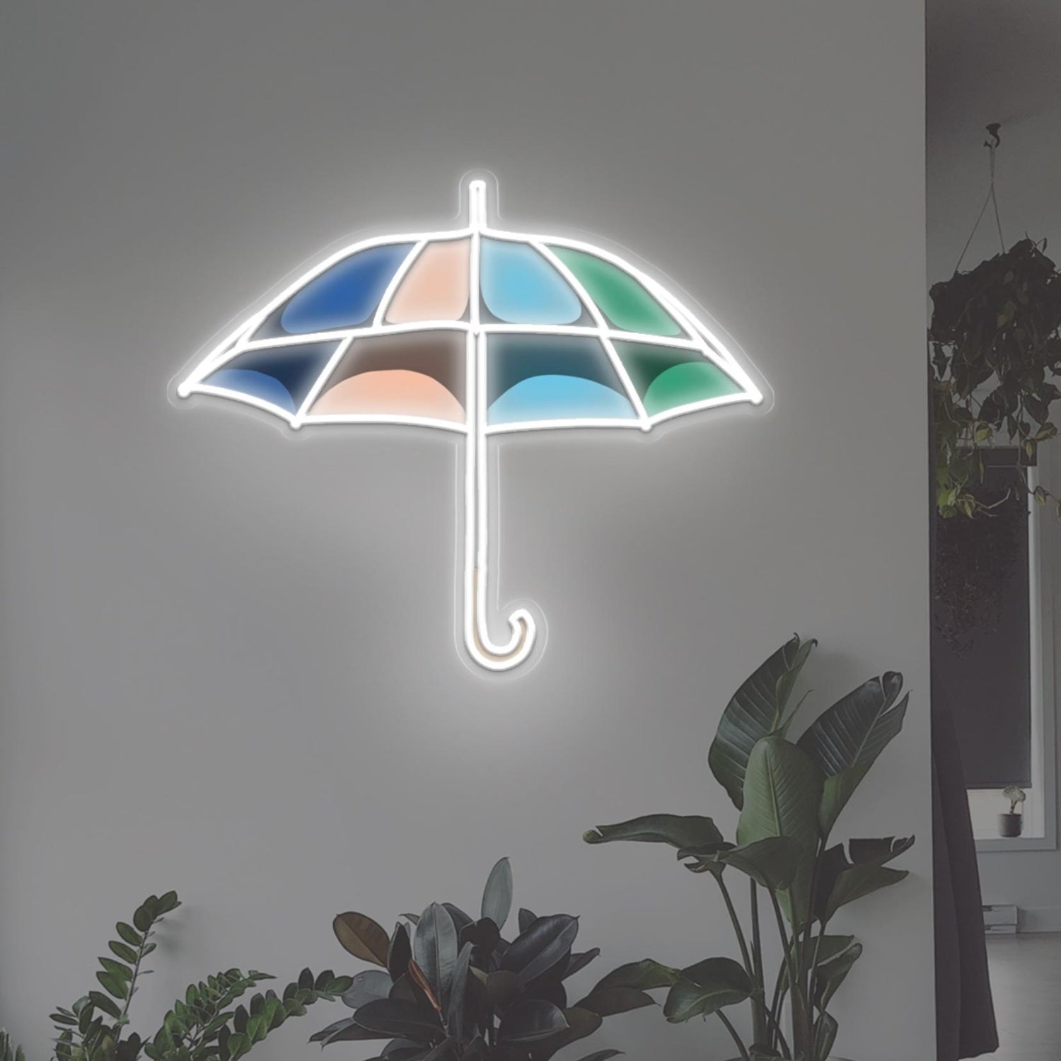 Umbrella Multicolor Block Led Neon Sign With White Accents For Indoor Home Decor | Shineneon