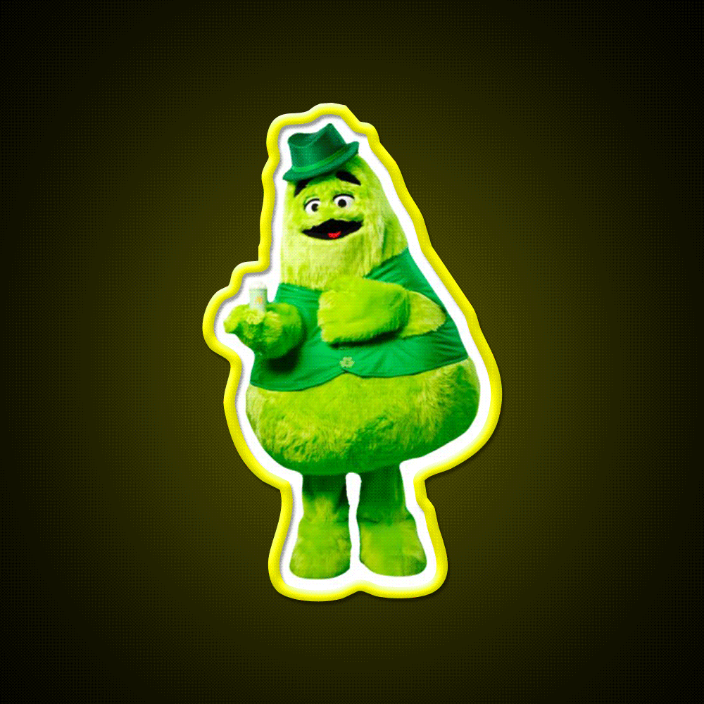 Uncle Ogrimacey Irish Grimace Fast Food Led Neon Sign For Burger Place Rgb Color - Custom LED neon sign front view