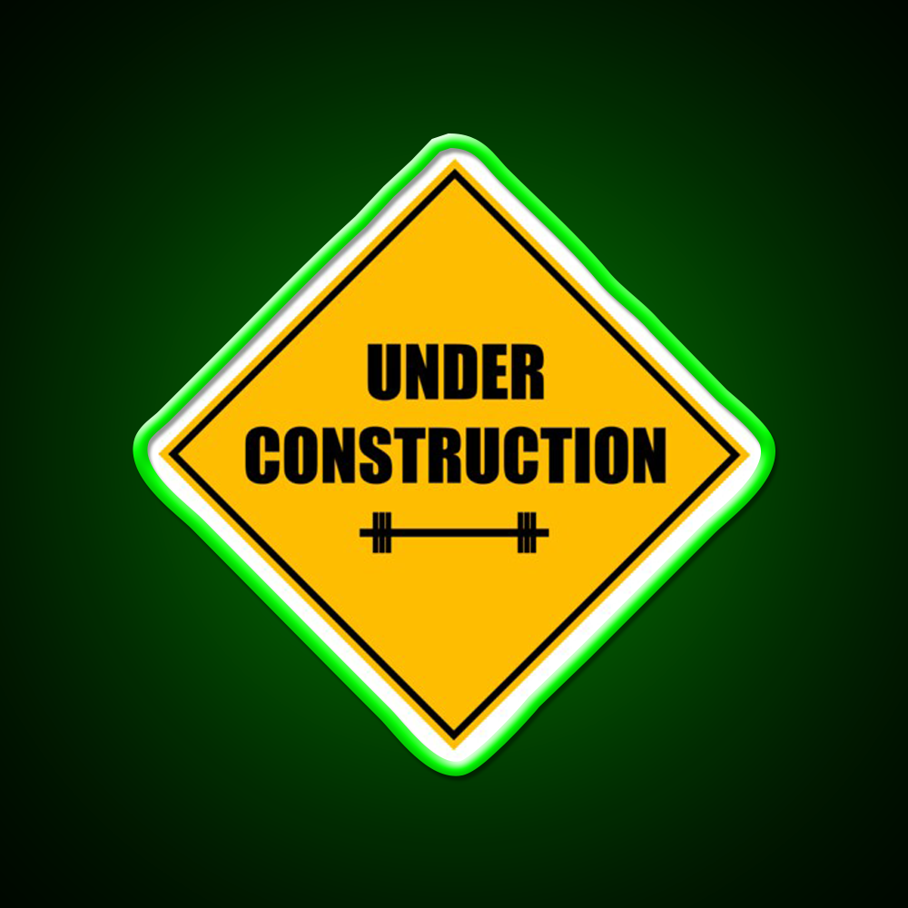 Under Construction Sign Barbell Gym Fitness Led Neon Sign Rgb Color