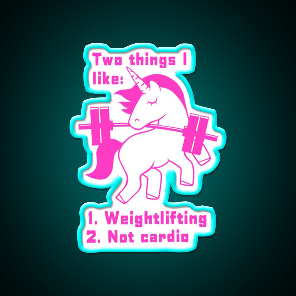 Unicorn Loves Weightlifting Not Cardio Version 2 Gym Fitness Led Neon Sign Rgb Color