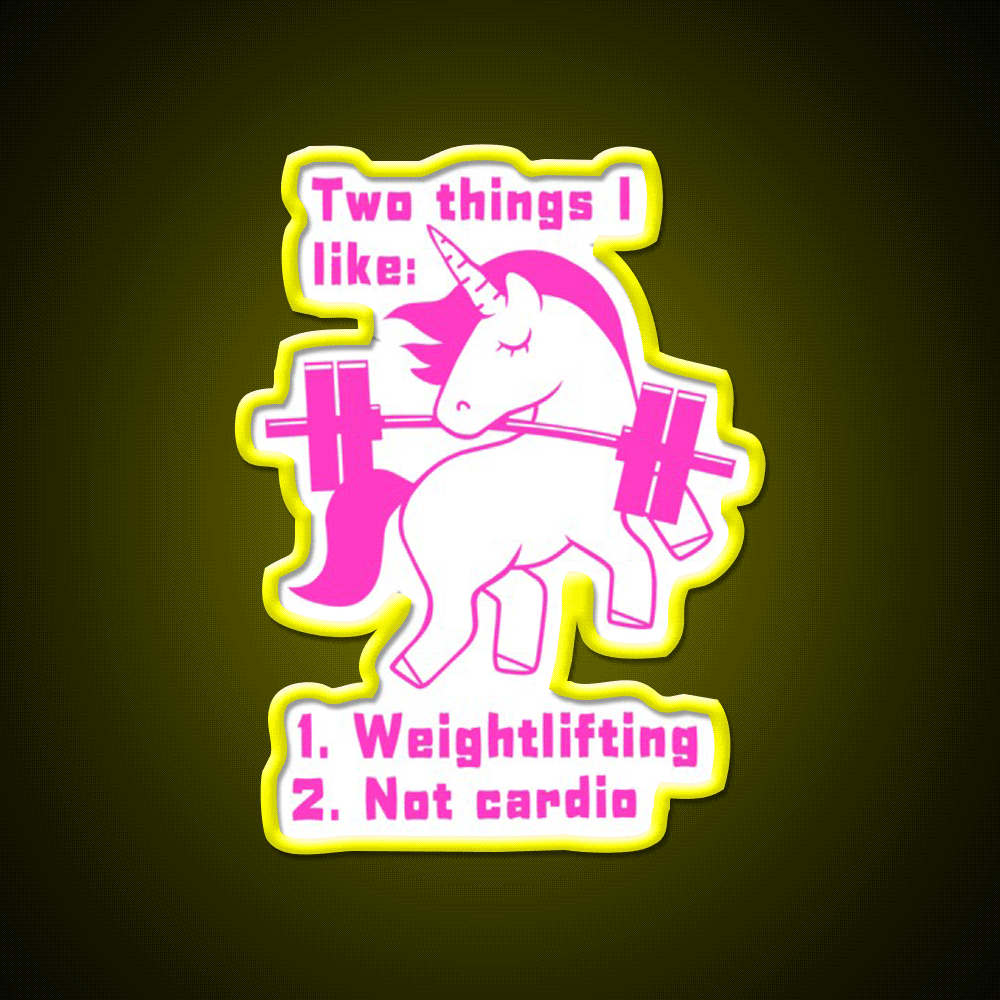 Unicorn Loves Weightlifting Not Cardio Version 2 Gym Fitness Led Neon Sign Rgb Color
