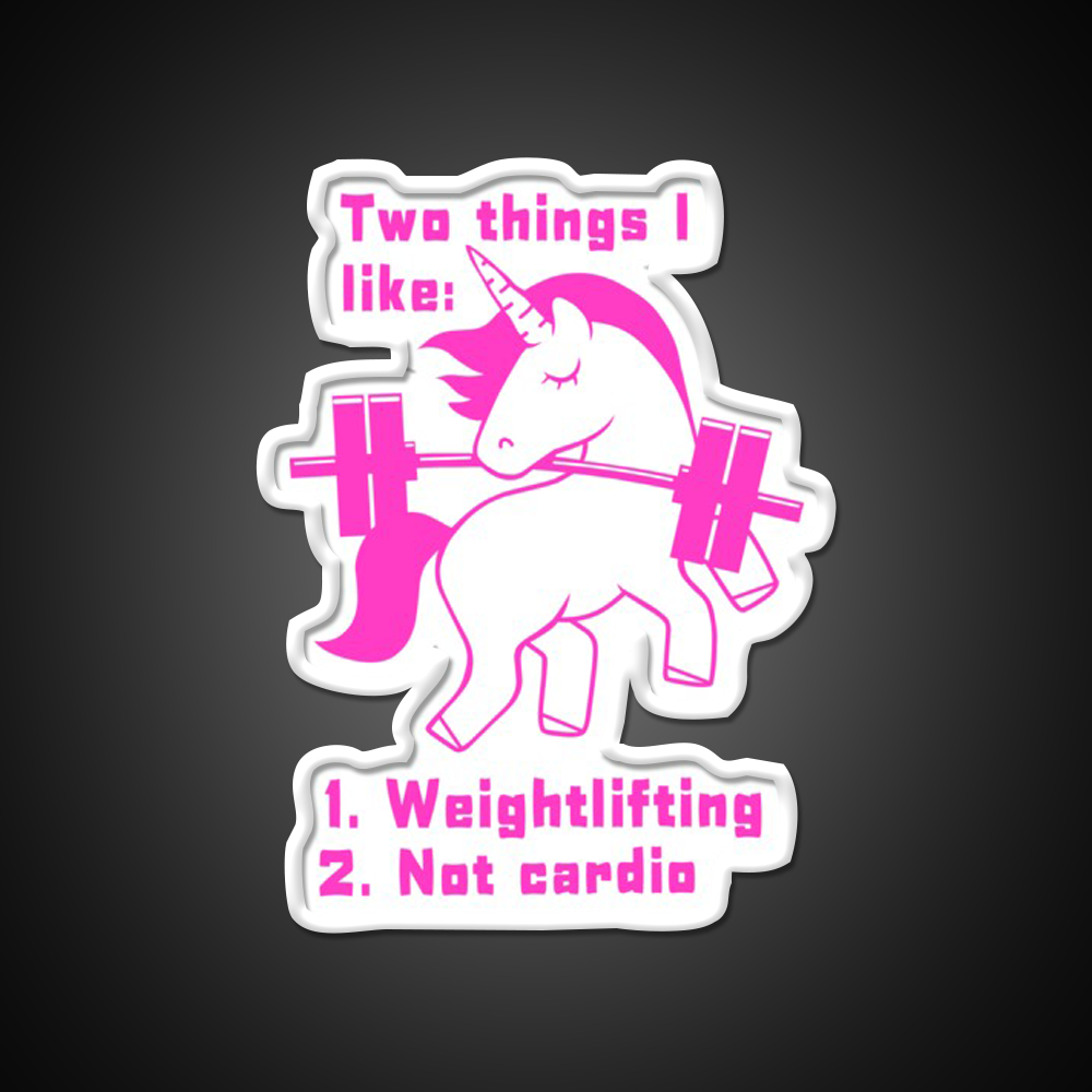 Unicorn Loves Weightlifting Not Cardio Version 2 Gym Fitness Led Neon Sign Rgb Color