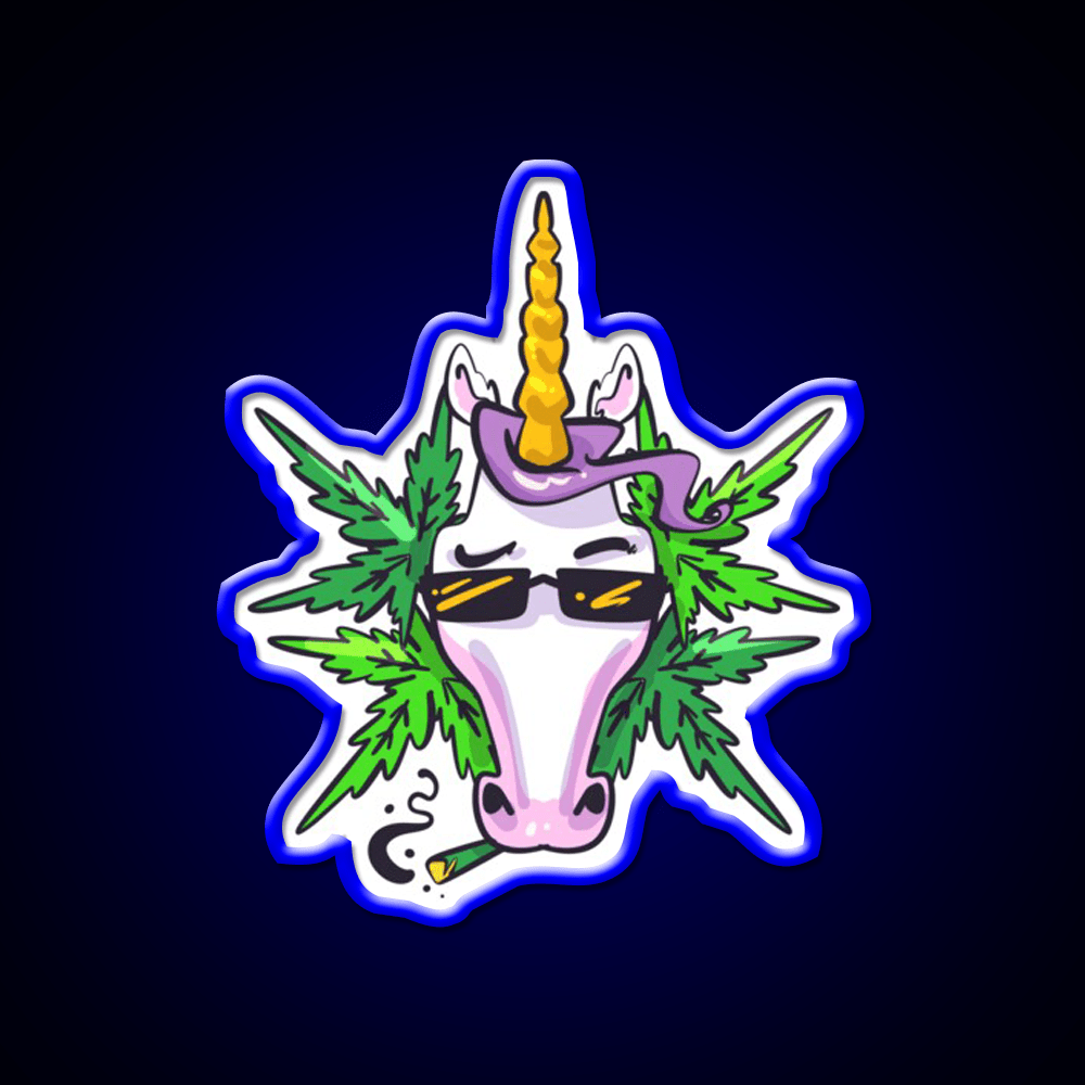 Unicorn Weed Gift Hemp Inspired Green Leaf Led Neon Sign 420 Neon Decor Rgb Color - Shineneon