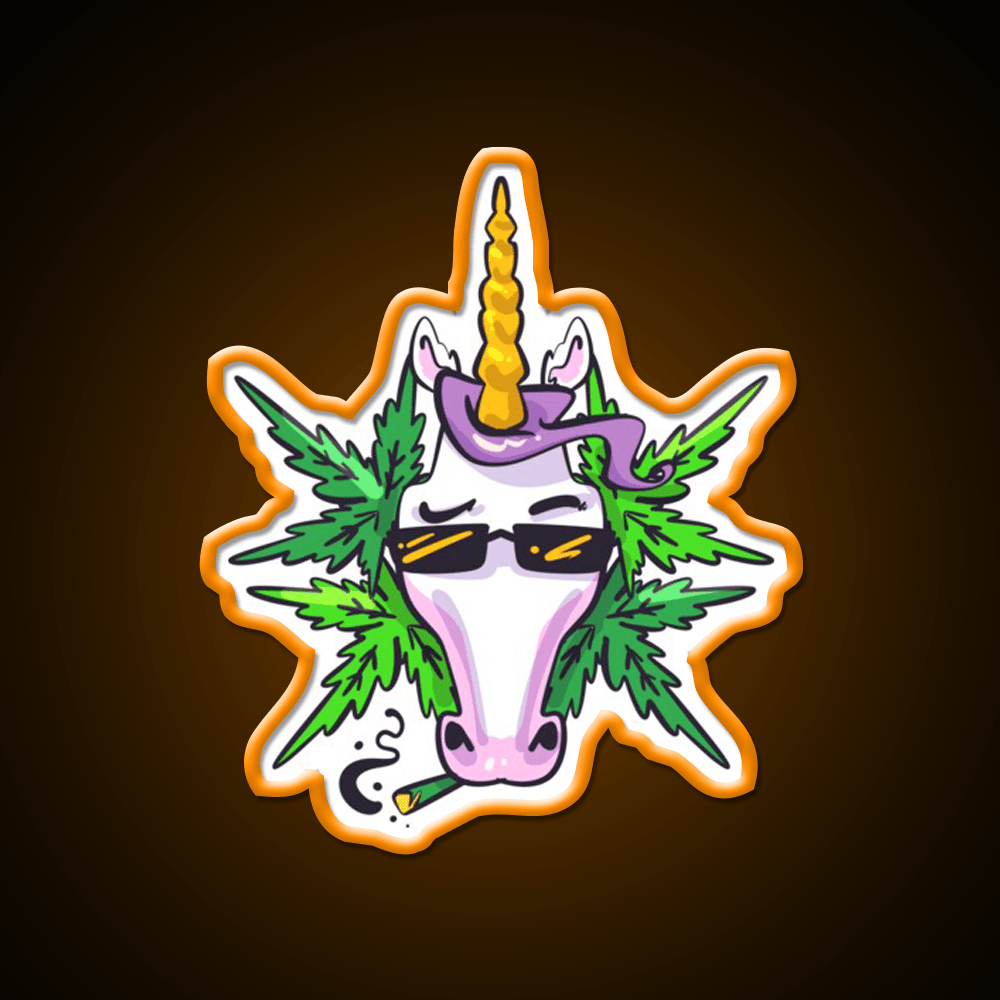 Unicorn Weed Gift Hemp Inspired Green Leaf Led Neon Sign 420 Neon Decor Rgb Color - Shineneon