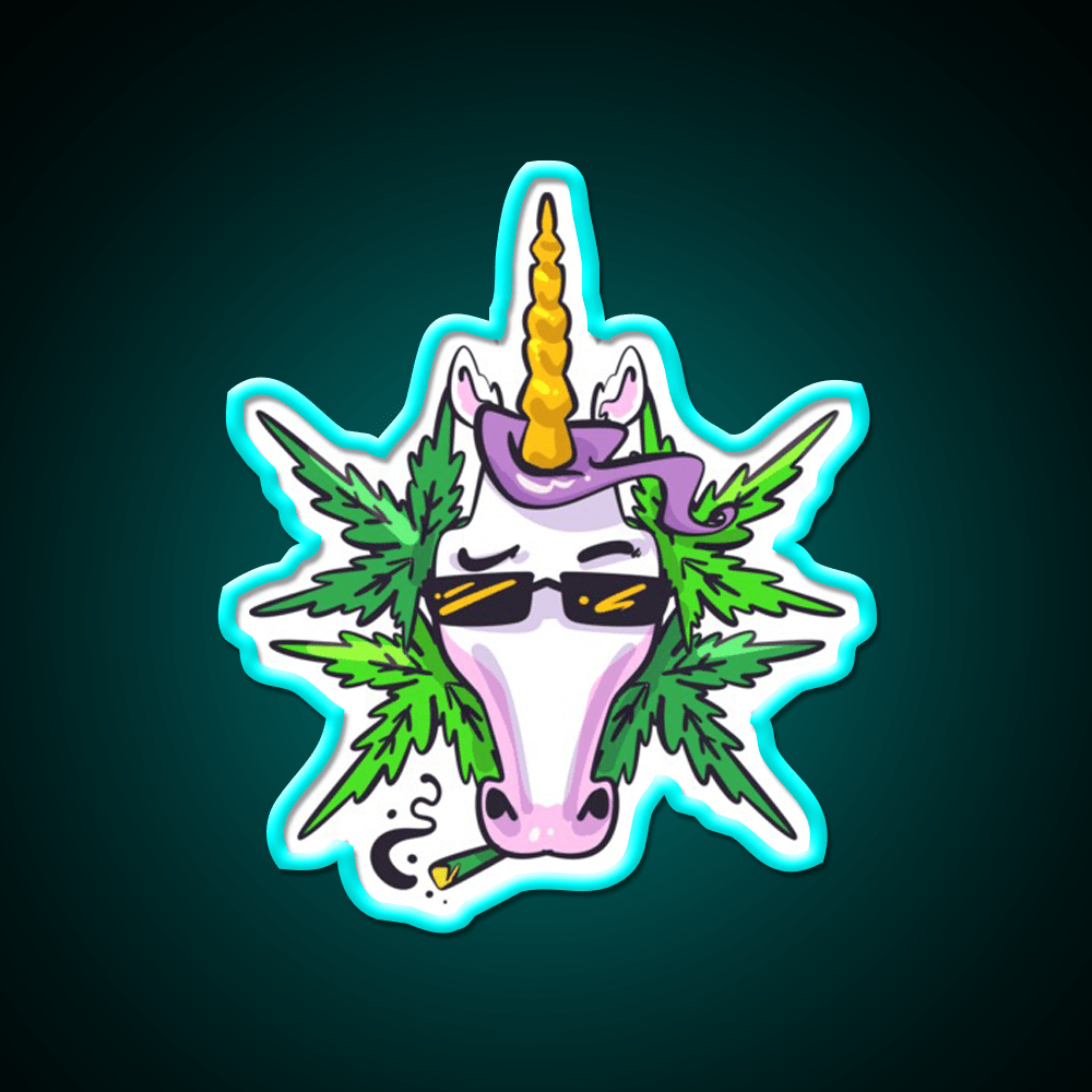 Unicorn Weed Gift Hemp Inspired Green Leaf Led Neon Sign 420 Neon Decor Rgb Color - Shineneon