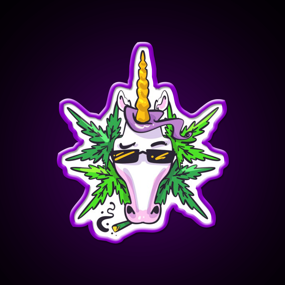 Unicorn Weed Gift Hemp Inspired Green Leaf Led Neon Sign 420 Neon Decor Rgb Color - Shineneon