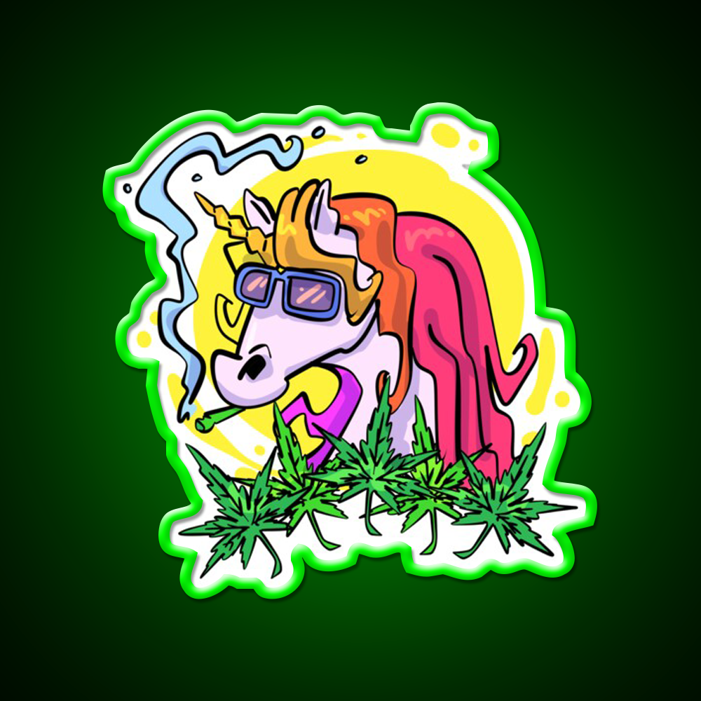 Unicorn Weed Gift Hemp Inspired Green Leaf Led Neon Sign Rgb Color - LED neon sign view 8