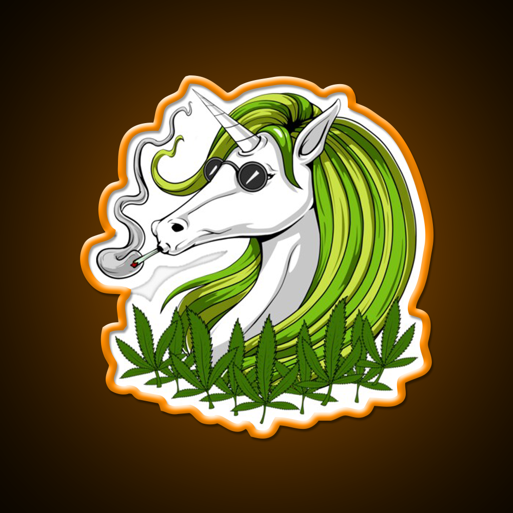 Unicorn Weed Hemp Inspired Green Leaf Led Neon Sign Rgb Color - LED neon sign view 6