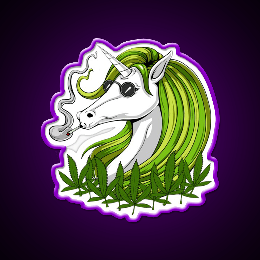 Unicorn Weed Hemp Inspired Green Leaf Led Neon Sign Rgb Color - Shineneon