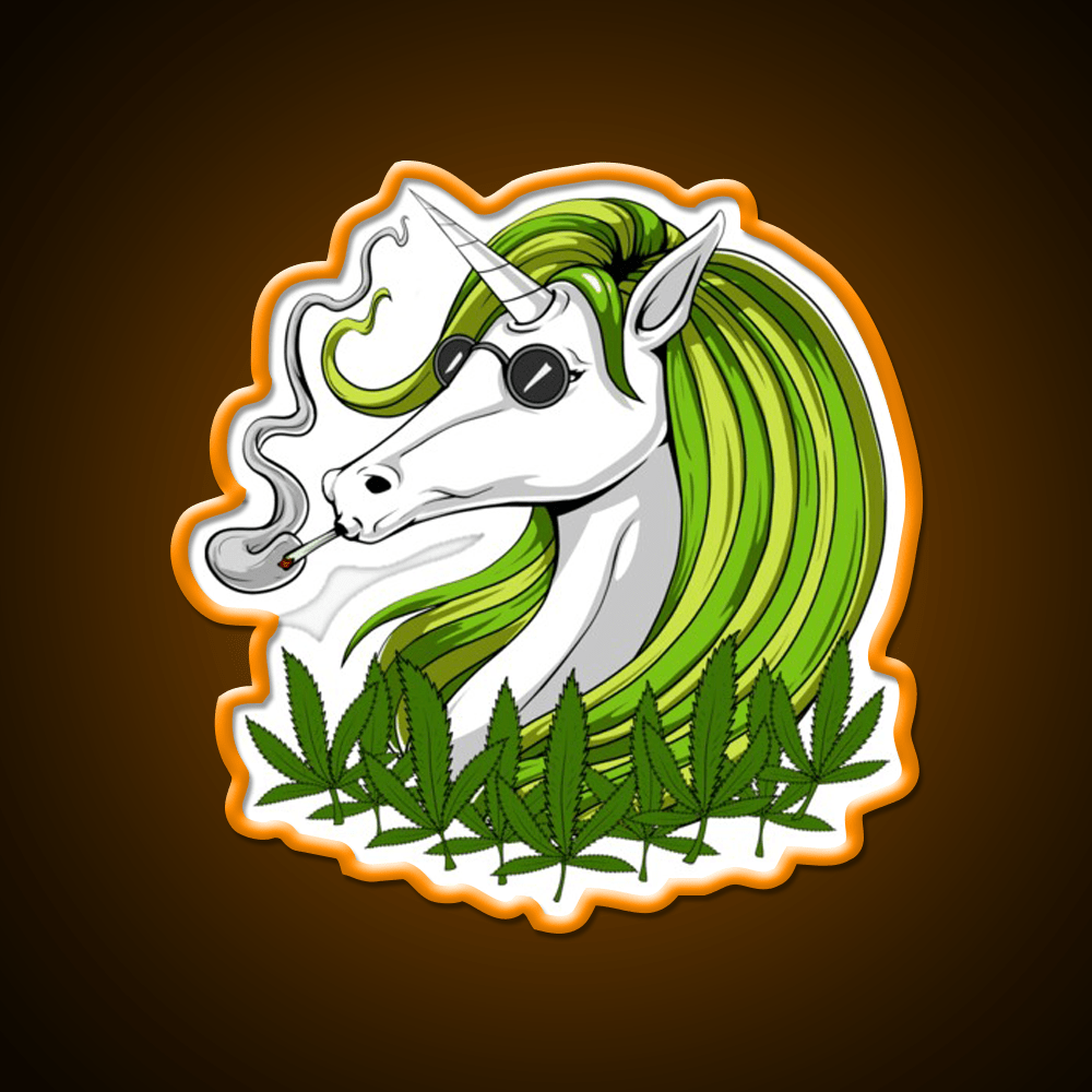 Unicorn Weed Hemp Inspired Green Leaf Led Neon Sign Rgb Color - Shineneon