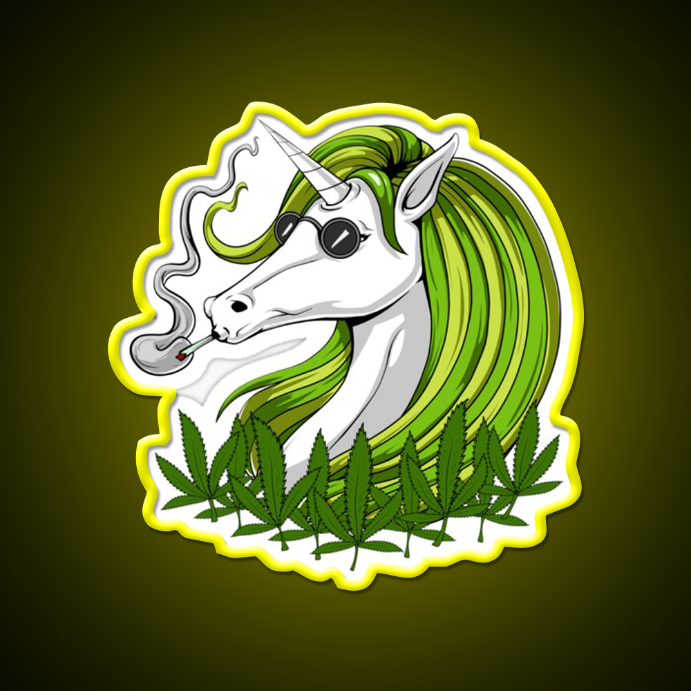 Unicorn Weed Hemp Inspired Green Leaf Led Neon Sign Rgb Color - LED neon sign view 7