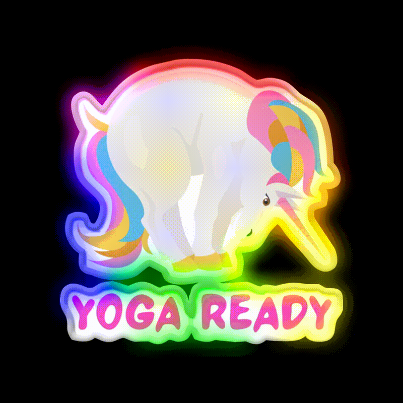 Unicorn Yogayoga Ready Yoga Led Neon Sign For Wellness Space Rgb Color