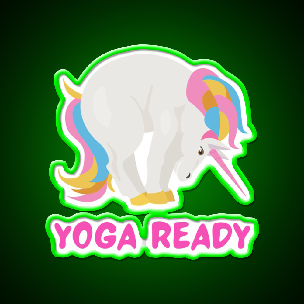 Unicorn Yogayoga Ready Yoga Led Neon Sign For Wellness Space Rgb Color