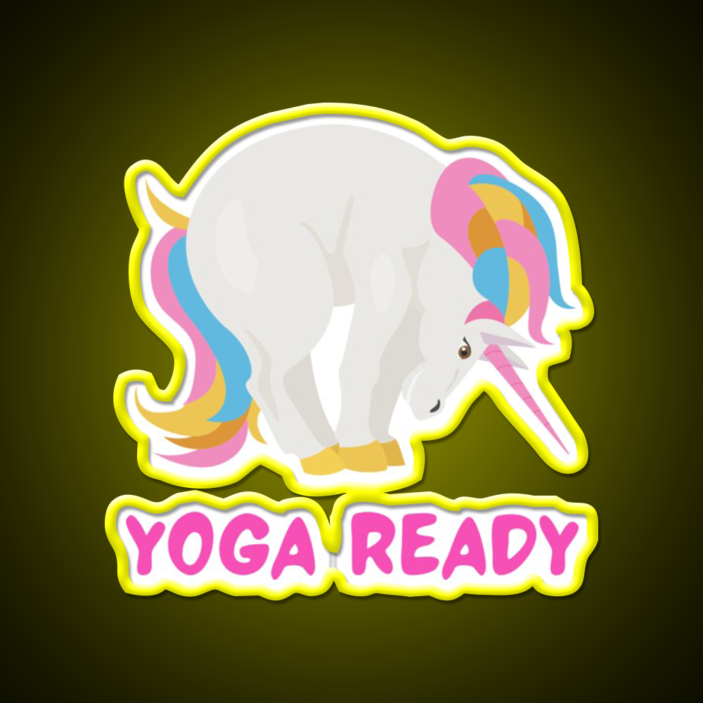 Unicorn Yogayoga Ready Yoga Led Neon Sign For Wellness Space Rgb Color