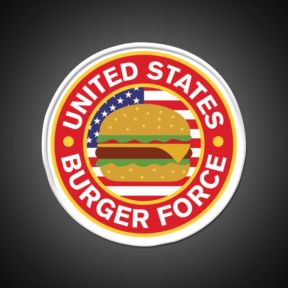 United State Burger Force Fast Food Led Neon Sign For Burger Place Rgb Color - Shineneon
