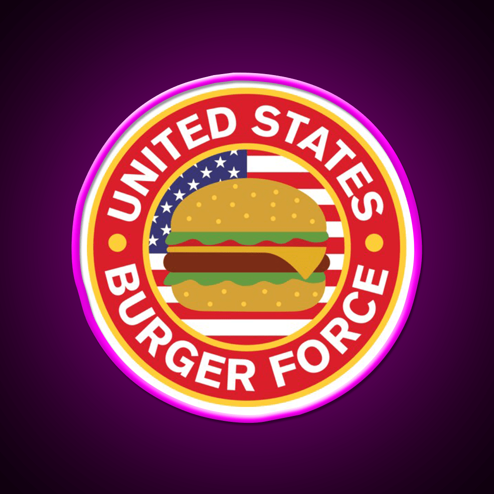 United State Burger Force Fast Food Led Neon Sign For Burger Place Rgb Color - Shineneon