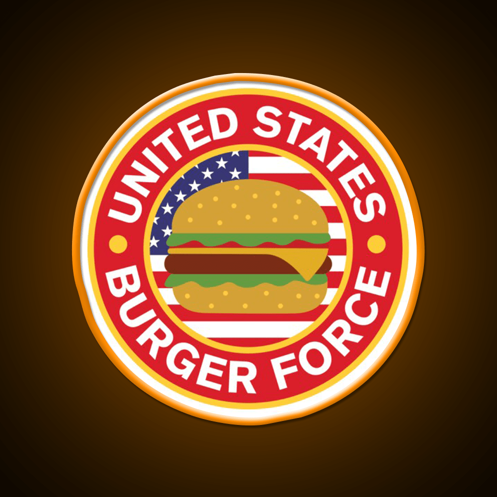 United State Burger Force Fast Food Led Neon Sign For Burger Place Rgb Color - Shineneon