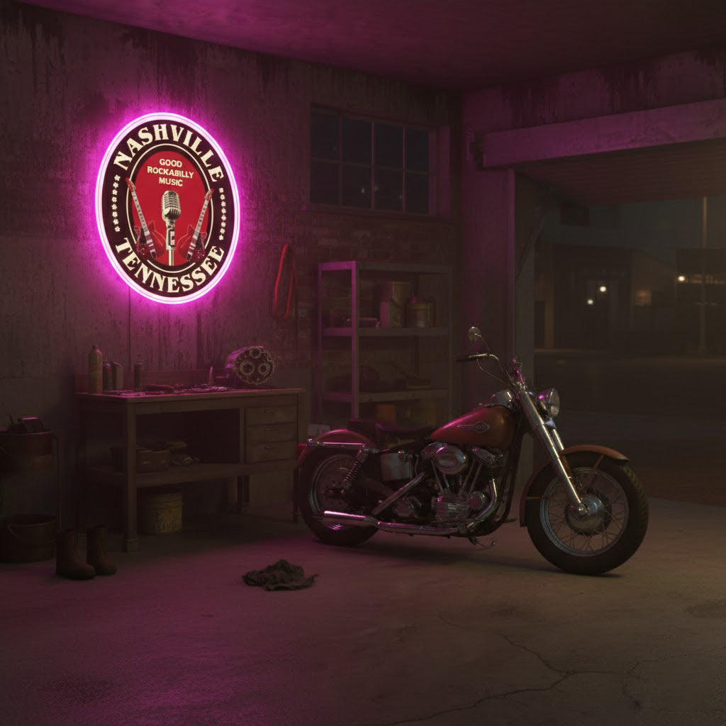 ShineNeon™ Nashville Tennessee Rockabilly LED Neon Sign - USB Power Music City Wall Decor