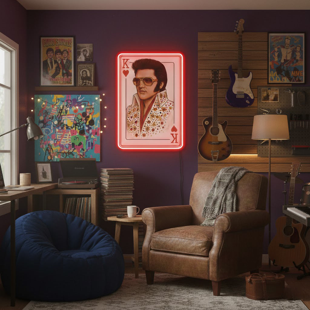 ShineNeon™ King of Hearts Poker Card LED Neon Sign - USB Power Vegas Wall Decor