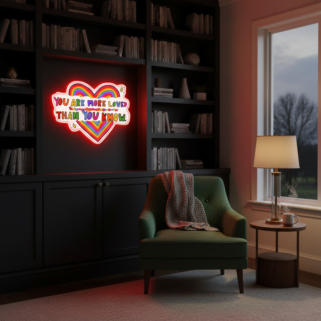ShineNeon™ You Are More Loved LED Neon Sign - USB Power Rainbow Heart Wall Decor for Home