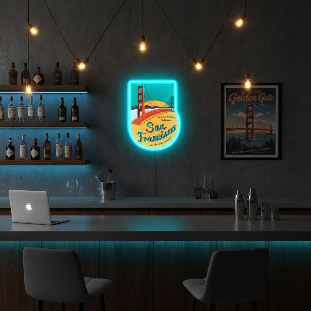 ShineNeon™ San Francisco Golden Gate Bridge LED Neon Sign - USB Power Wall Art for Home Office