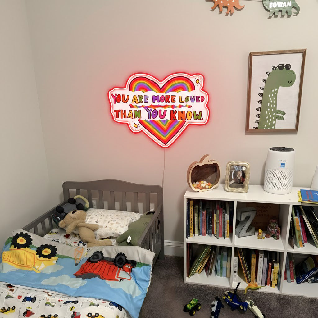 ShineNeon™ You Are More Loved LED Neon Sign - USB Power Rainbow Heart Wall Decor for Home