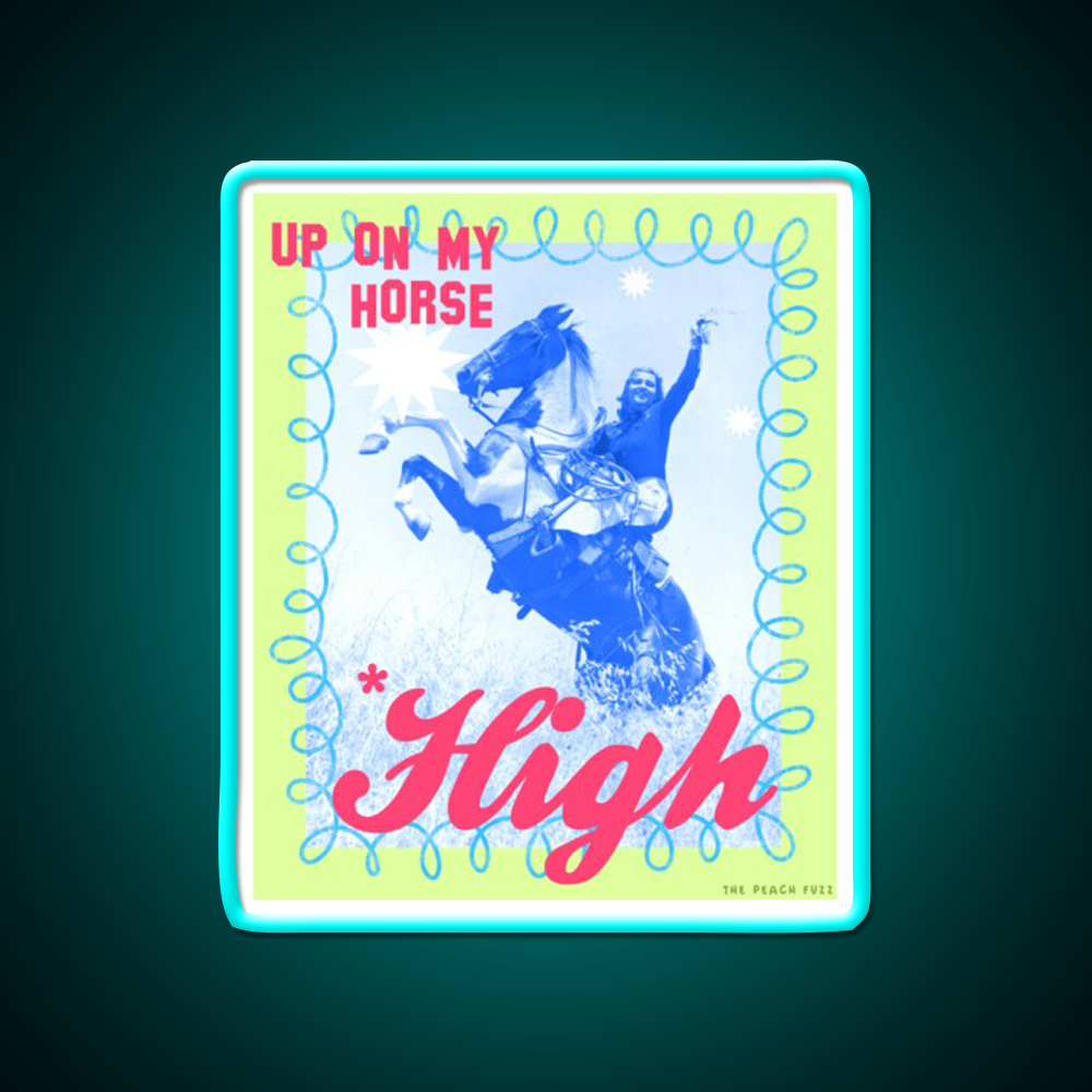 Up On My Horse High The Peach Fuzz Green Leaf Led Neon Sign Rgb Color - Size and dimension reference