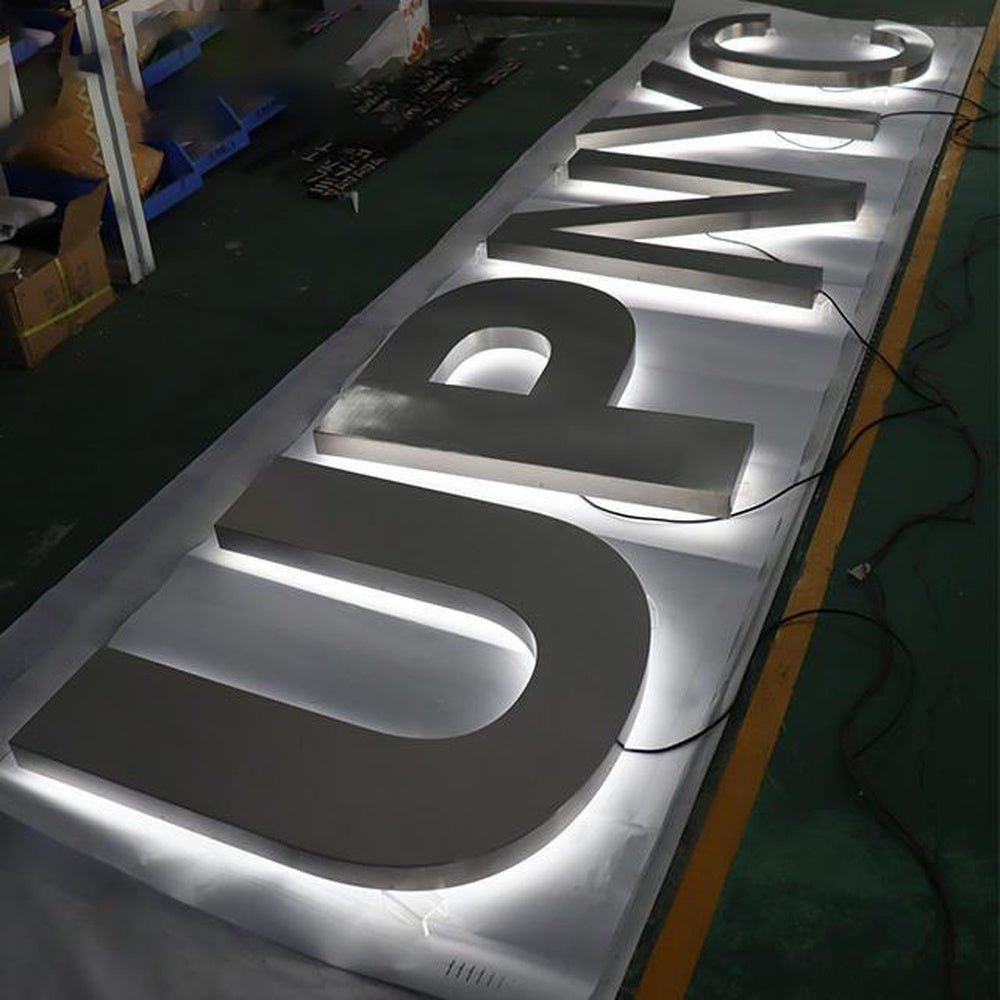 Upnyc 3D Backlit Letters Stainless Steel Business Metal Led Sign - Shineneon