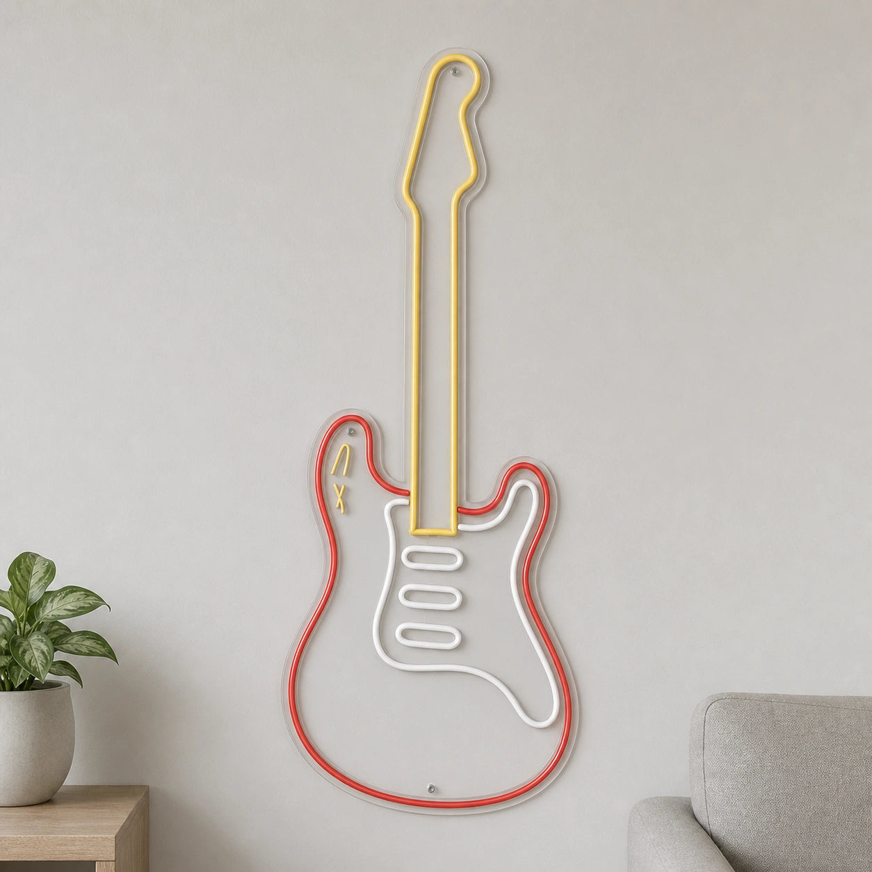 Upright Electric Guitar LED Neon Sign size image