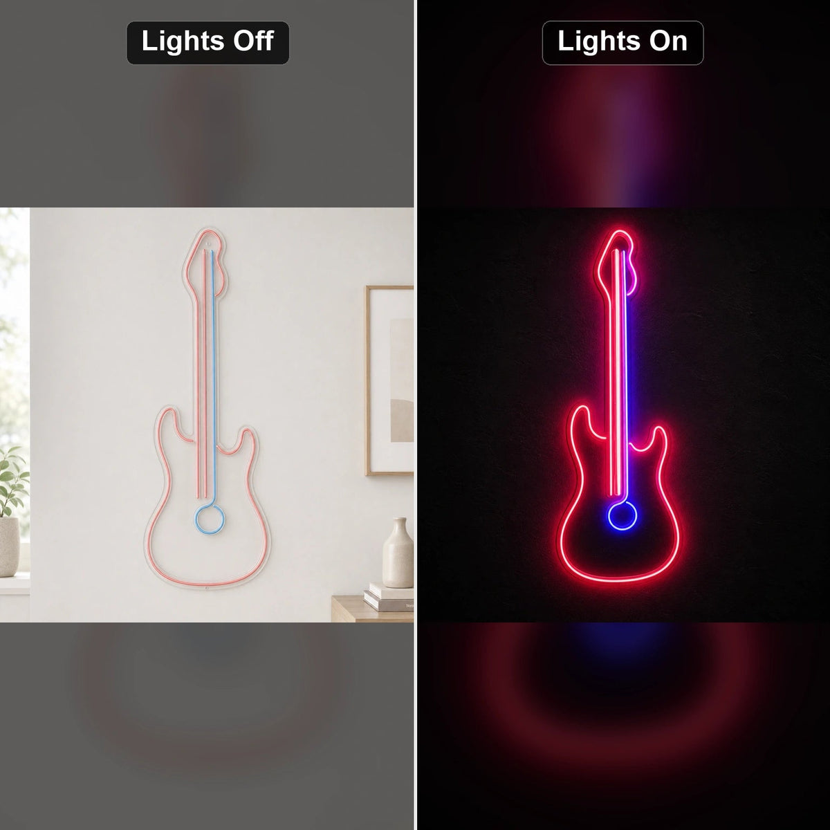 Upright Guitar With Round Sound Hole LED Neon Sign - Shineneon