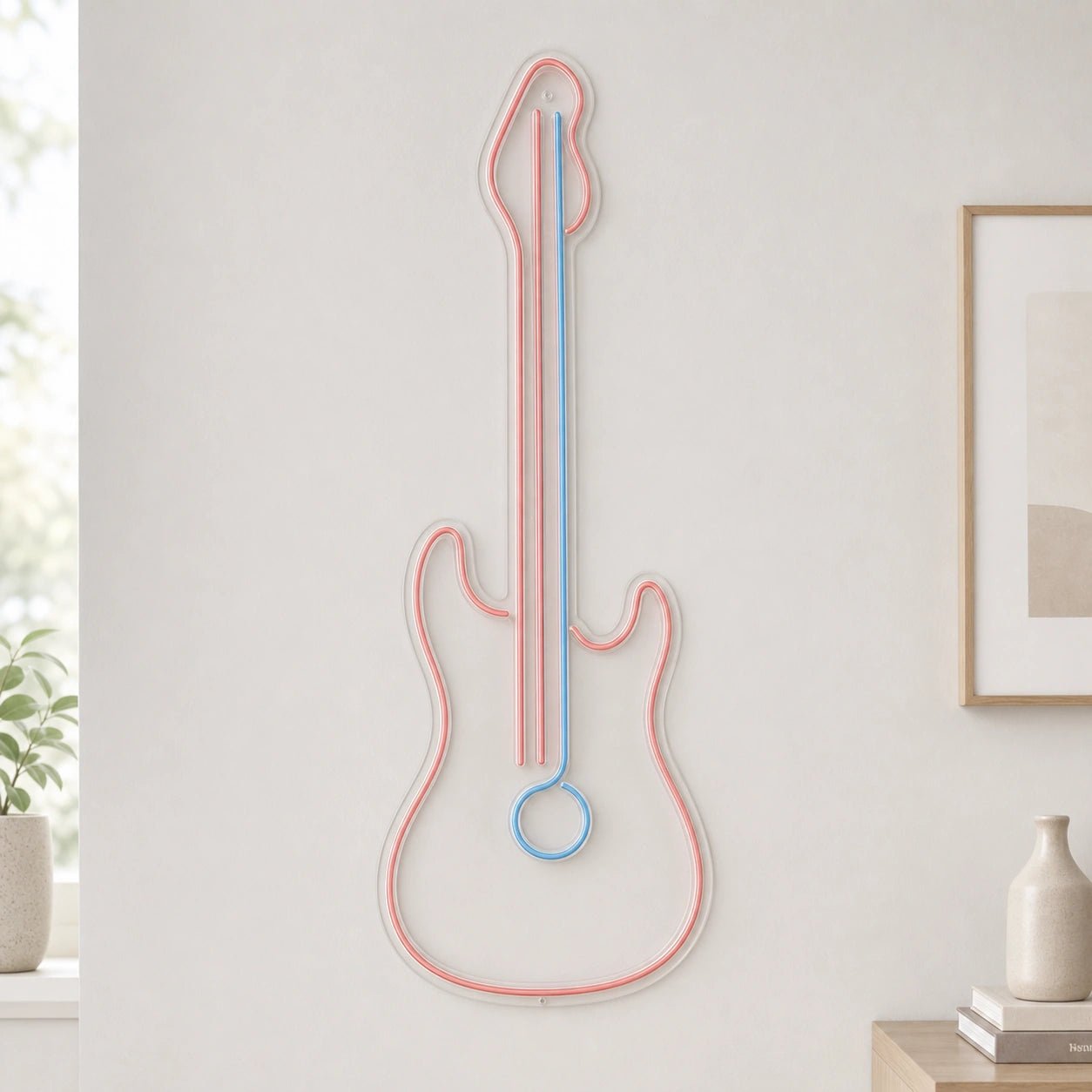 Upright Guitar With Round Sound Hole LED Neon Sign - Shineneon
