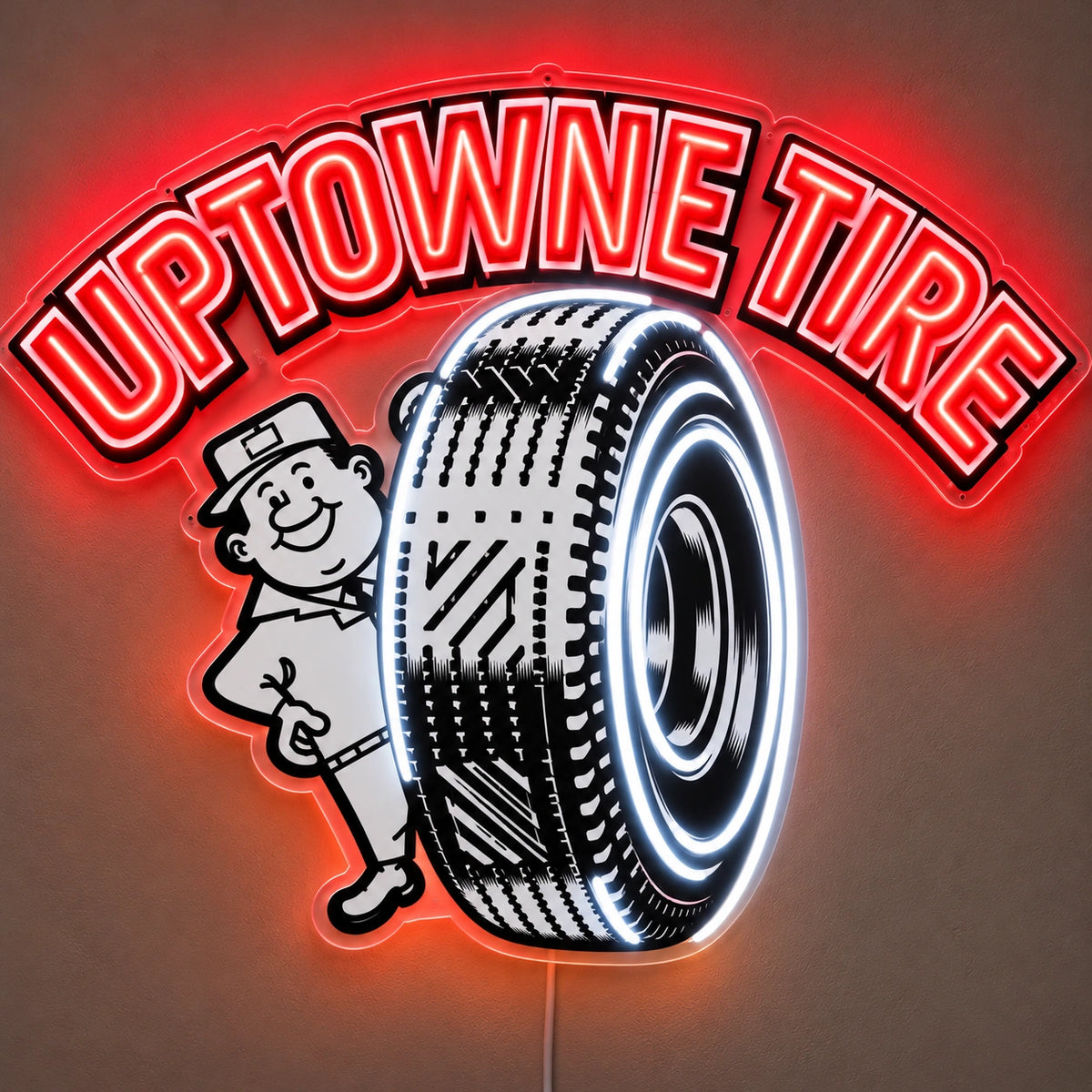 Uptowne Tire Custom LED Neon Sign | f7c926b78f4fbeb0059efdcbc3f82dd9db96a1eb46a90d9f6a082cc1006f5e09 | effect