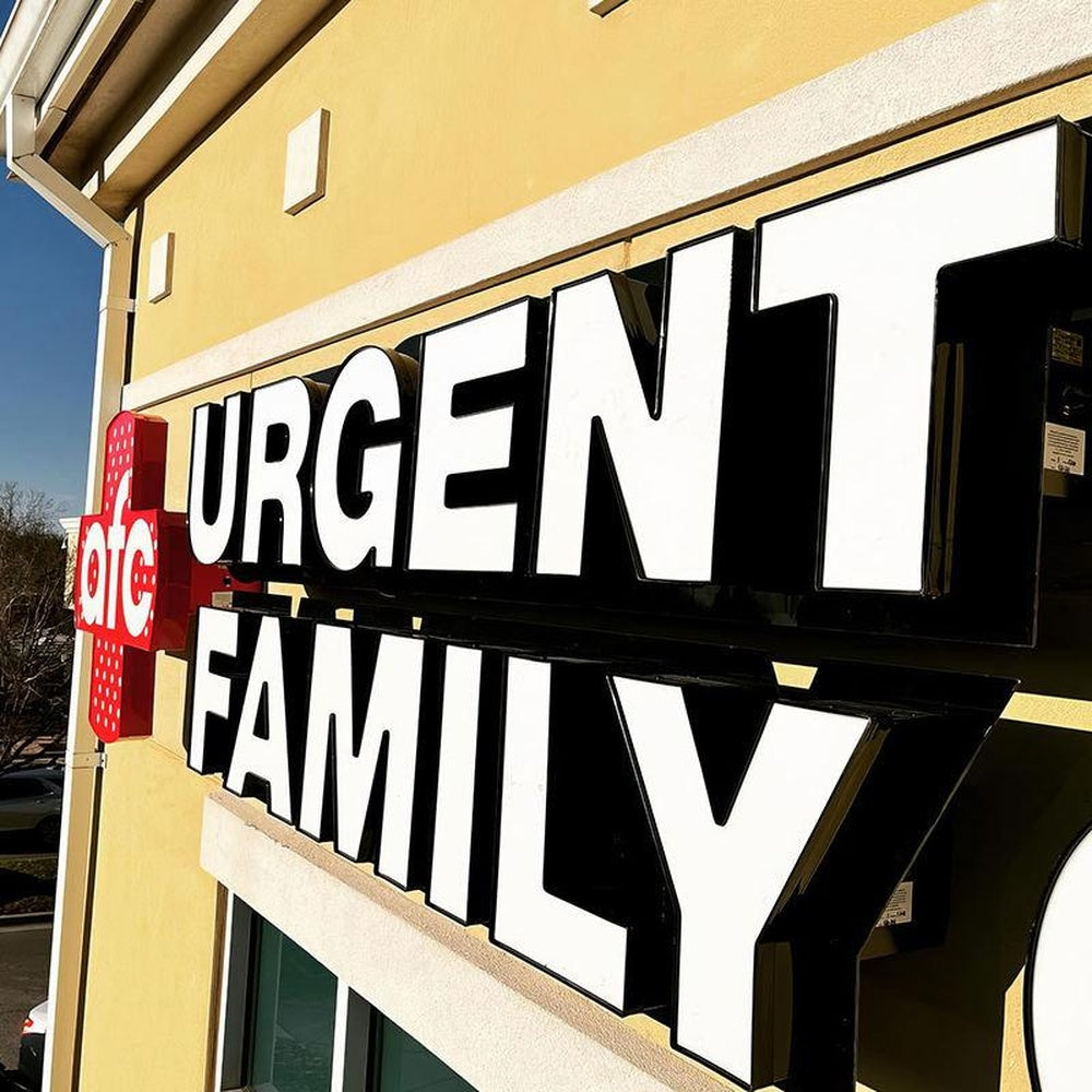 Urgent Family With Logo 3D Frontlit Letters Metal Led Sign
