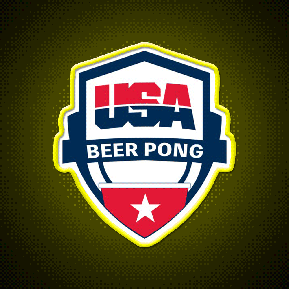 Usa Beer Pong Beer Bar Decor Led Neon Sign Rgb Color - Custom LED neon sign front view