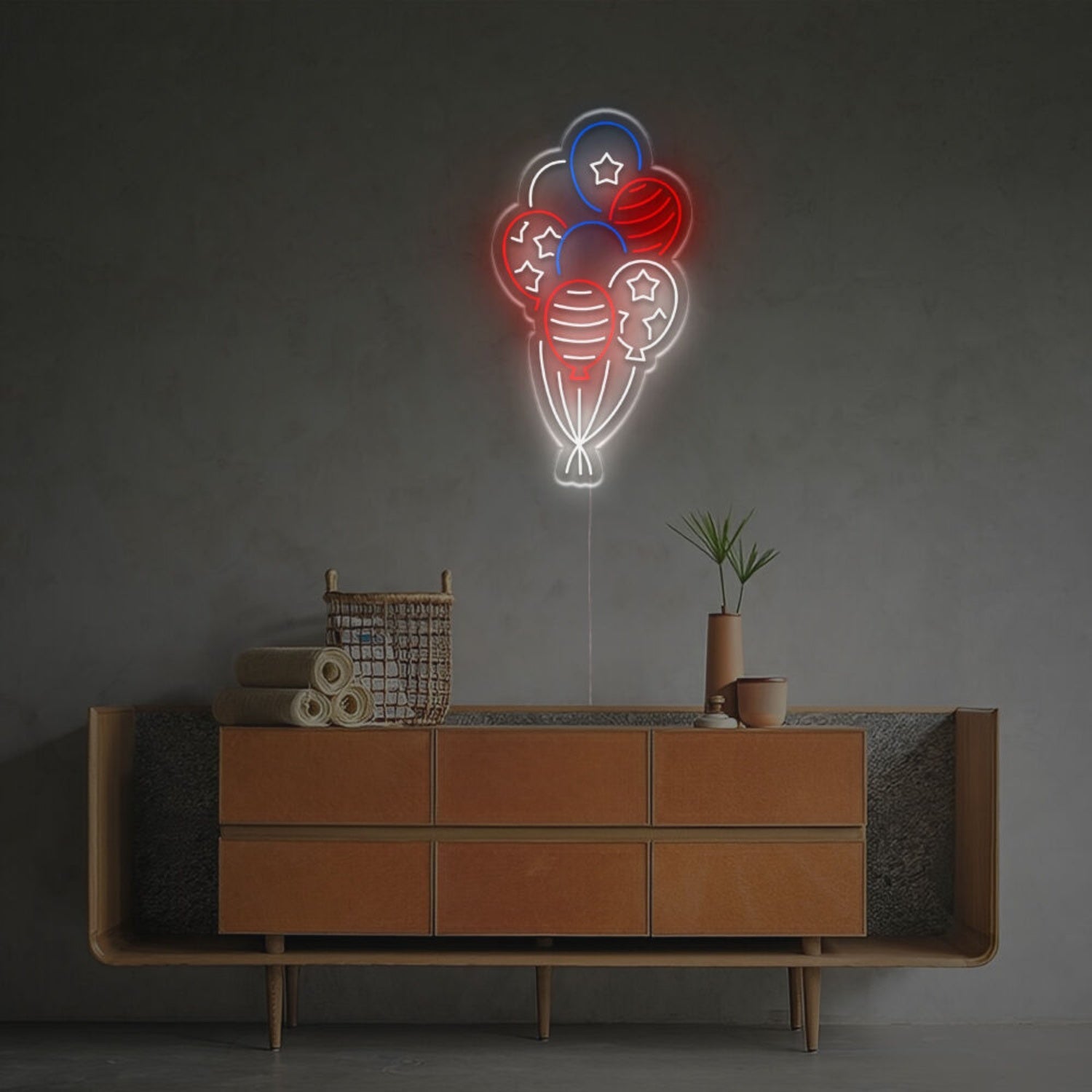 Usa Flag Ballons Led Neon Sign - Shineneon