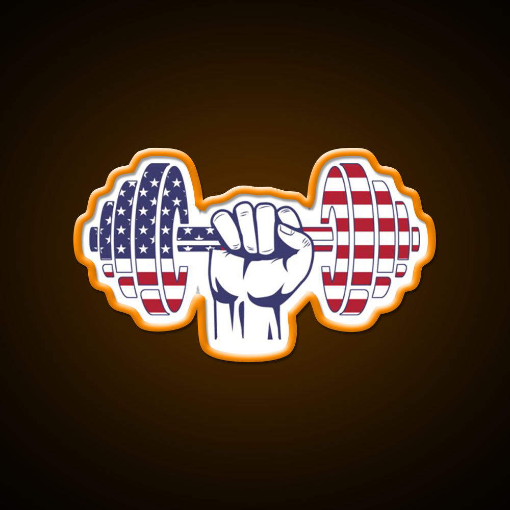 Usa Flag Dumbbell Bodybuilding Gym Fitness Led Neon Sign Rgb Color