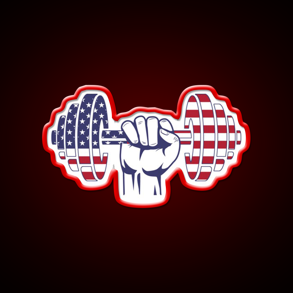 Usa Flag Dumbbell Bodybuilding Gym Fitness Led Neon Sign Rgb Color