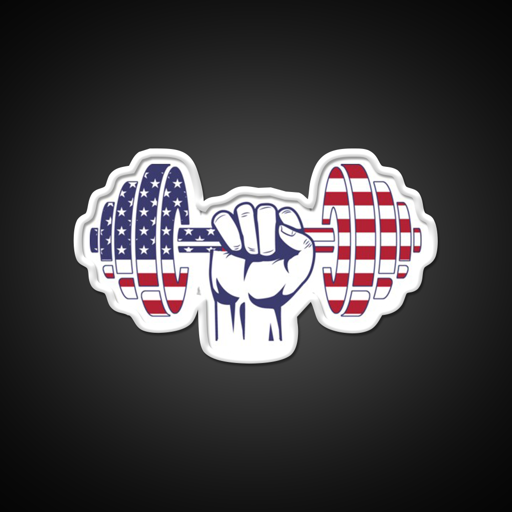 Usa Flag Dumbbell Bodybuilding Gym Fitness Led Neon Sign Rgb Color