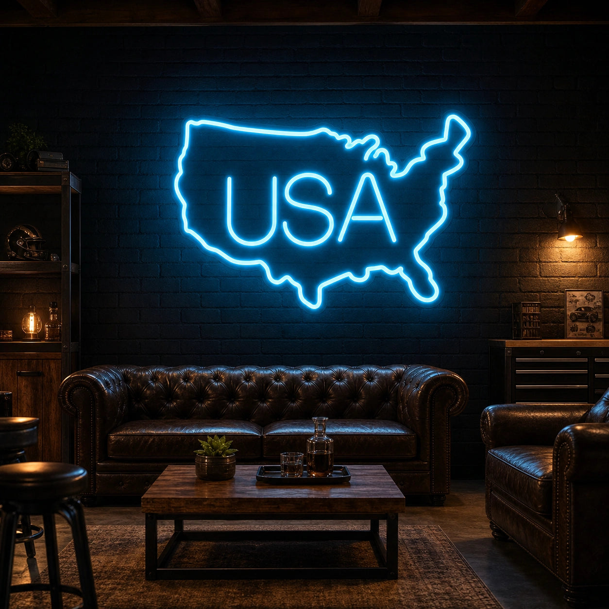 USA Map LED Neon Sign Garage Man Cave Neon Sign high-converting product image