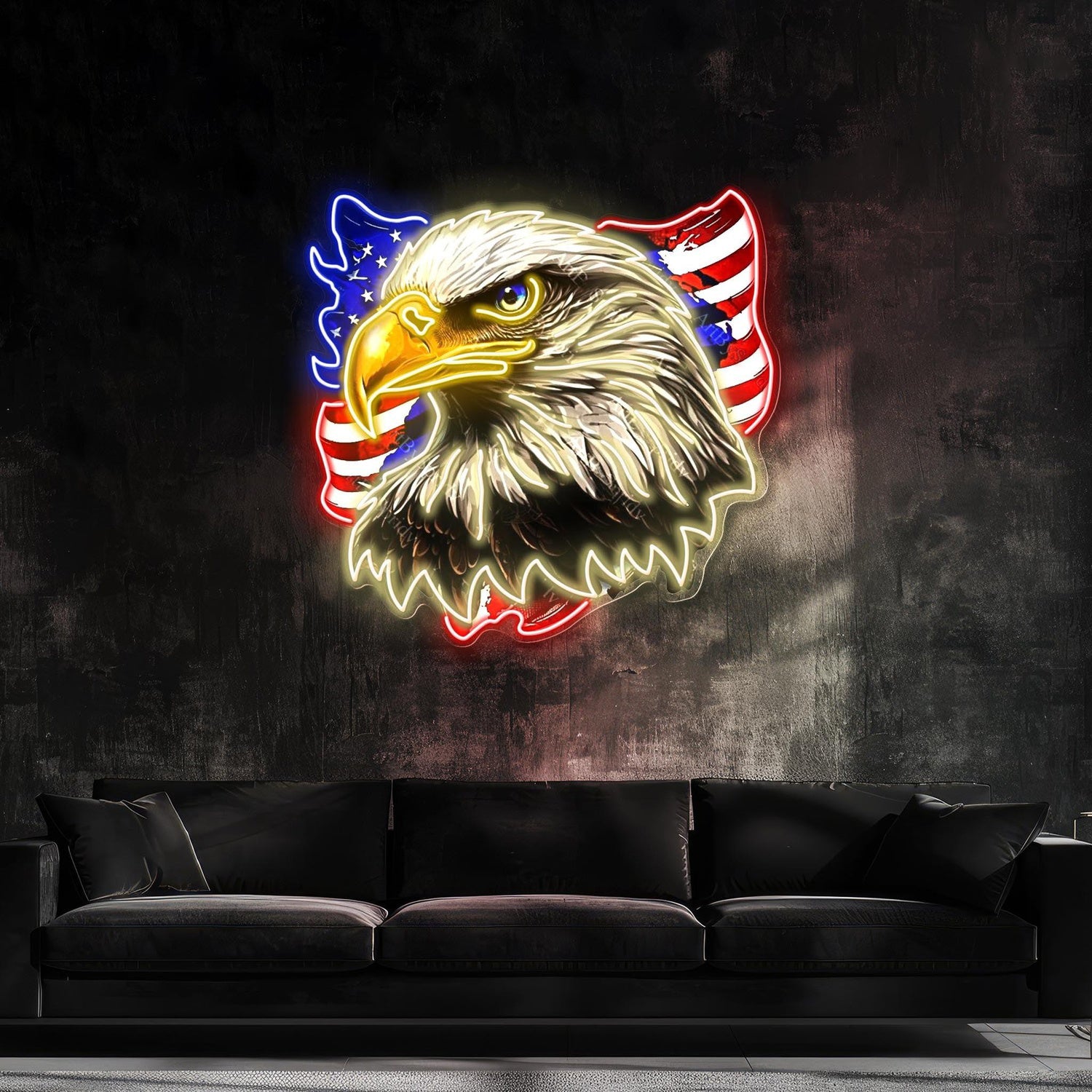 Usa Patriotic Eagle Flag Uv Printed Led Neon Sign Artwork For Home Bar Wall Decor | Shineneon
