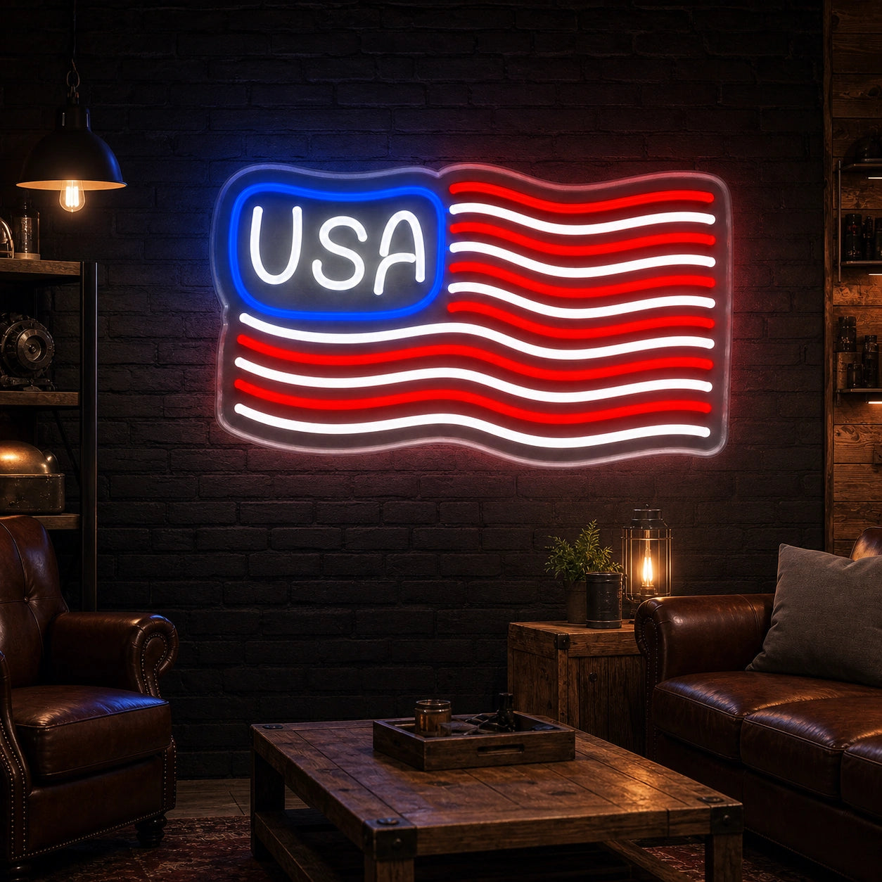 USA Waving Flag LED Neon Sign high-converting product image