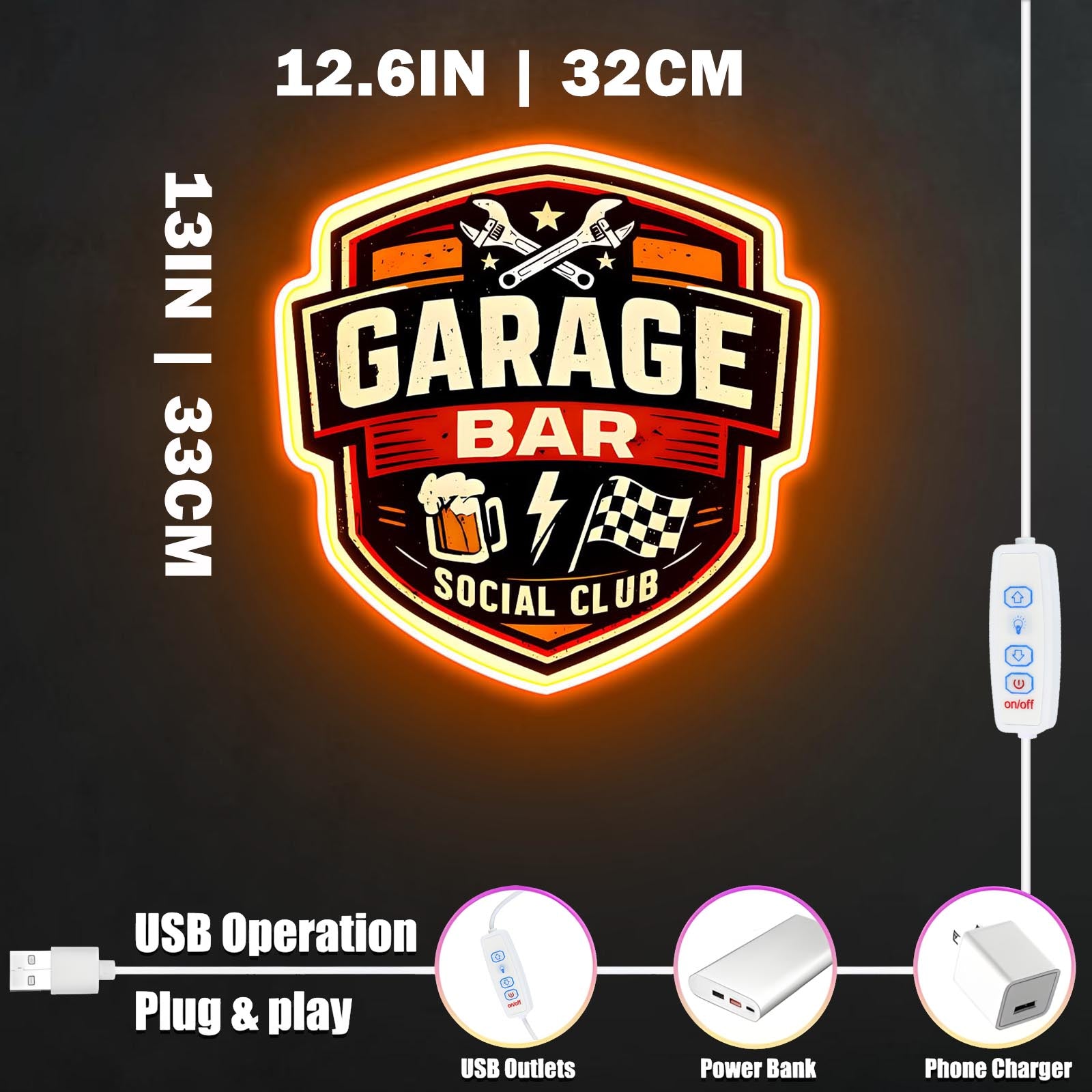 ShineNeon™ Garage Bar Neon Sign for Workshop & Man Cave USB Led Neon Sign - LED neon sign view 9