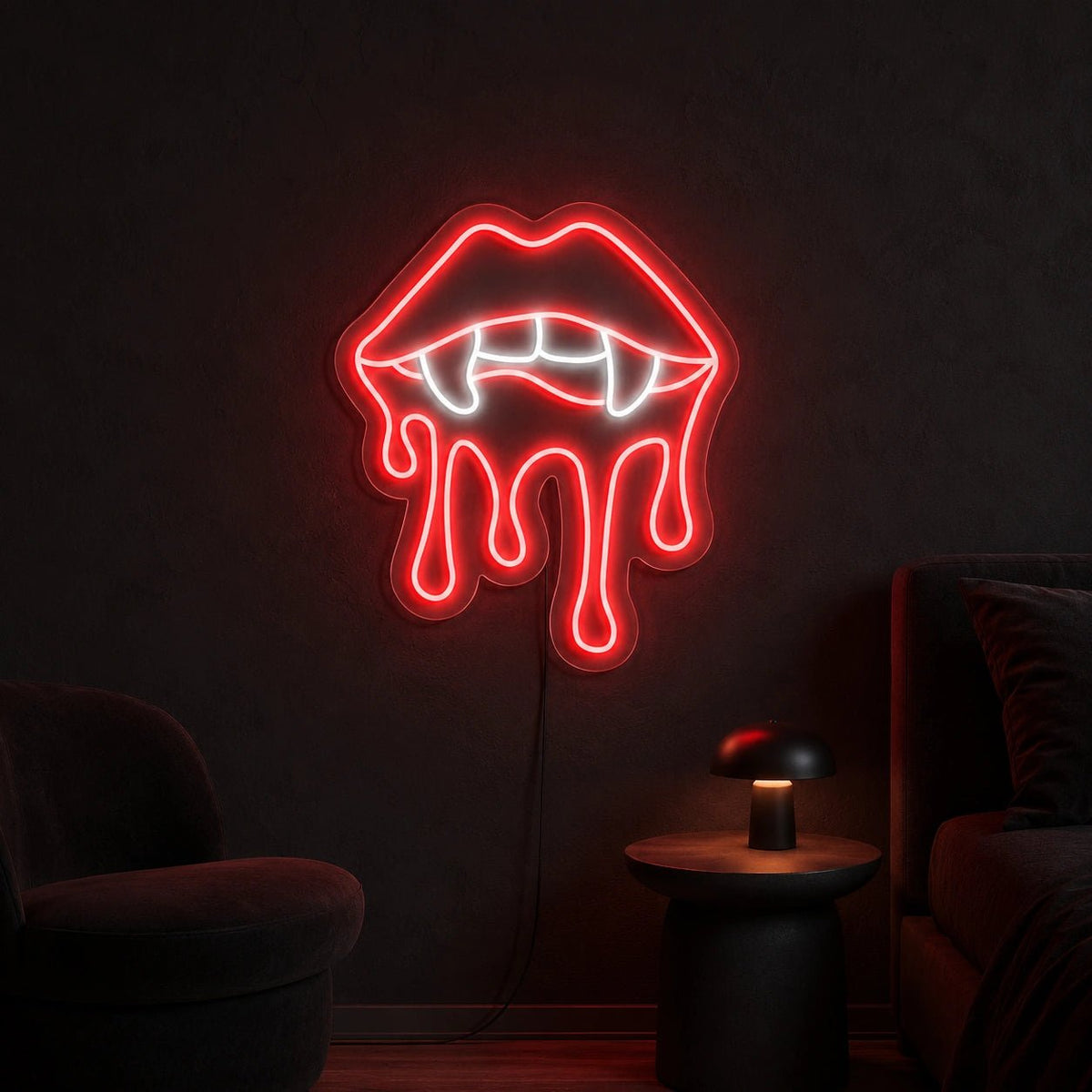 Vampire Lips Fangs And Drips LED Neon Sign - Shineneon